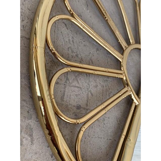 Mid-Century Modern Italian Faux Bamboo Gilt Metal Mirror For Sale - Image 4 of 7