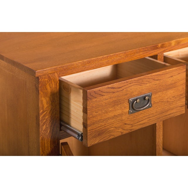 Wood Mission Solid Oak 3 Drawer 3 Door Sideboard - Michael's Cherry For Sale - Image 7 of 7