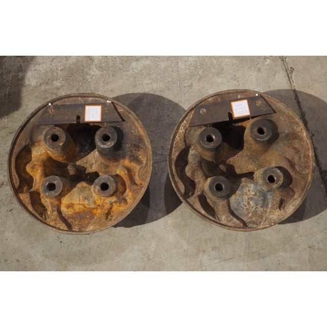 Pair of Heavy French Cast Iron Lion Building Ornaments, Circa 1900 For Sale - Image 15 of 18
