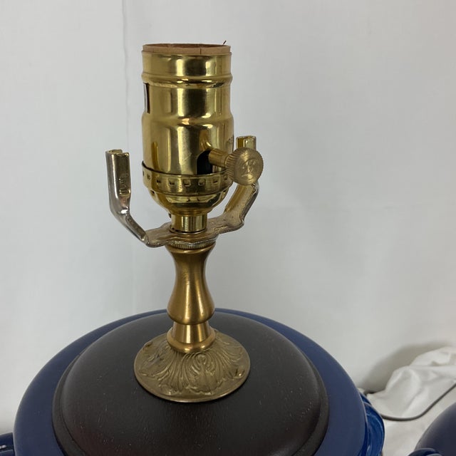 The Bradburn Gallery Cobalt Ceramic Lamp Pair For Sale - Image 14 of 17