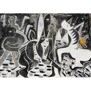 Abstract Mixed Media Monoprint by Caroline Hands For Sale