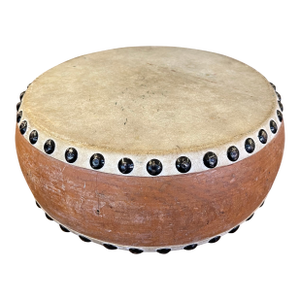 Vintage Handcrafted Drum With Metal Stud Detailing