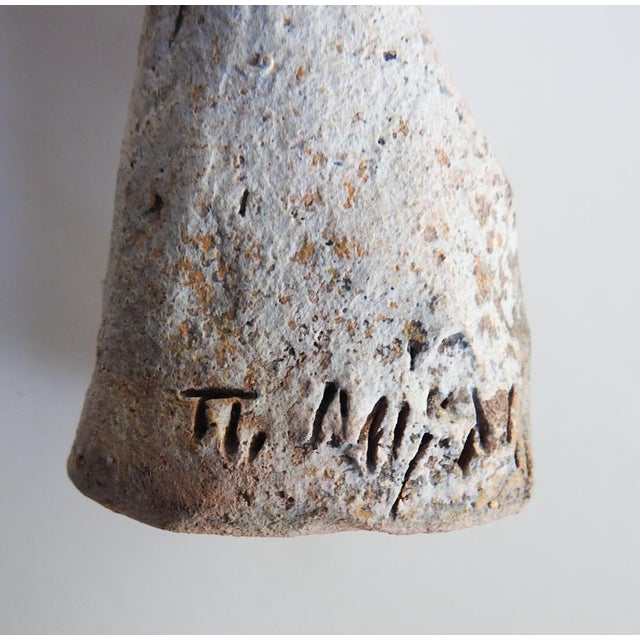 Vintage terra cotta sculpture in relief of male head. Signed illegibly lower edge. Scattered paint remains, surface wear,...