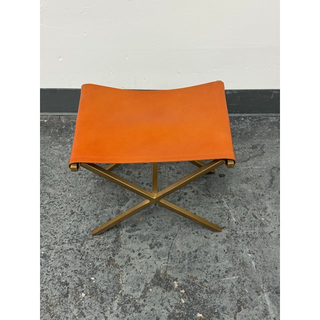 Cb2 Leather Director's Stool For Sale - Image 11 of 12