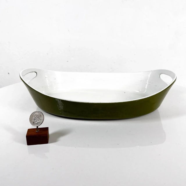 Mid-Century Modern 1970s Copco Oval Casserole Green Enamelware Michael Lax Denmark For Sale - Image 3 of 9