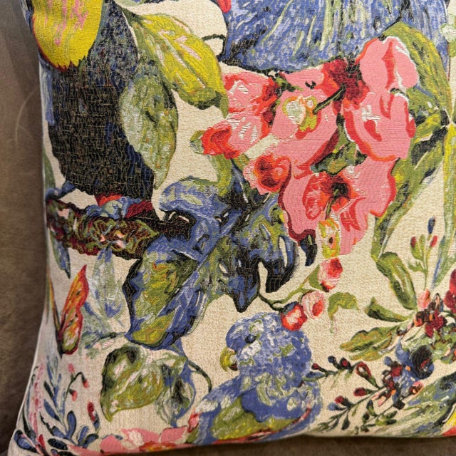 Toucan Parrot Woven 18x18 Cushion Cover For Sale - Image 18 of 18