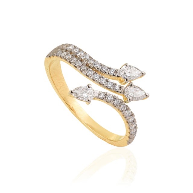 Contemporary VRJewels Celestial Open Bypass Diamond Engagement Ring Size 7 in 14k Solid Gold For Sale - Image 3 of 14