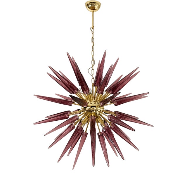 Sputnik Pendant Light with 51 Amethyst Murano Glass Tips from Justfurnituress SRL For Sale