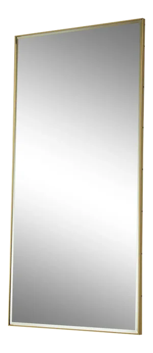 Mid Century Modern Brushed Brass Beveled Wall Mirror