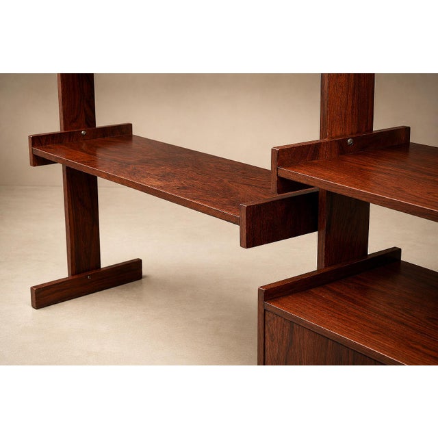Pair of Brazilian Modern Adjustable Bookshelves With Cabinets in Rosewood, Brazil, 1960s For Sale - Image 9 of 17