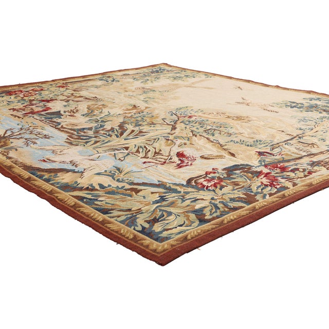 79484 Vintage Chinese Aubusson Tapestry, 06'01 x 05'04. The Windmill Reverie: A Vintage Chinese Aubusson Tapestry of...