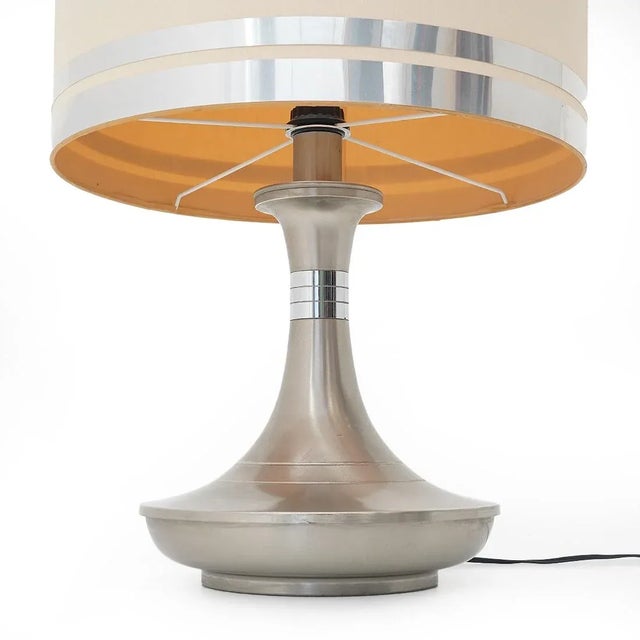 Metal Table Lamp with Fabric Shade, 1970s For Sale - Image 4 of 13