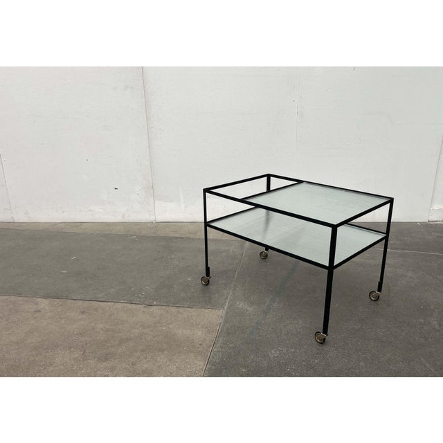 Mid-Century Modern German Minimalist Bar Cart Trolley by Herbert Hirche for Holzäpfel, 1960s For Sale - Image 4 of 18