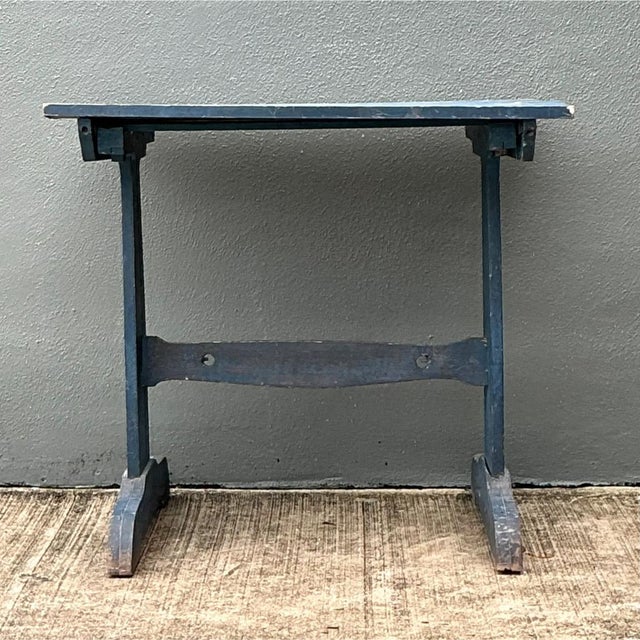 Vintage Distressed Blue Wood Side Table For Sale - Image 11 of 12