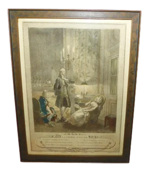 Late 18th Century "La Soiree D'Hyver" Figurative Engraving, Framed