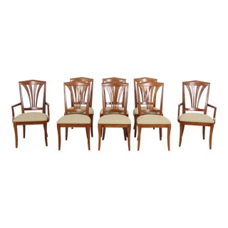 Set of 8 Ethan Allen Cherry Medallion Dining Room Chairs For Sale