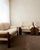 A vintage sapporo seating group in solid walnut with original cream textured upholstery, designed by mario marenco for...
