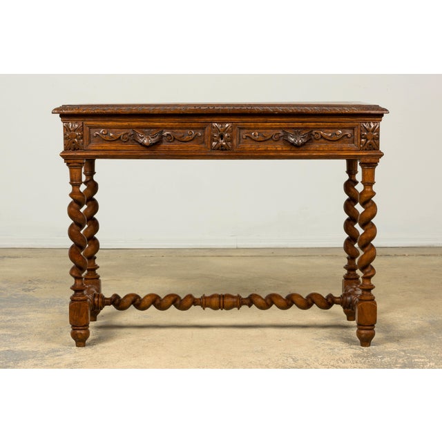 French Late 19th Century French Henry II Carved Oak Writing Desk For Sale - Image 3 of 18