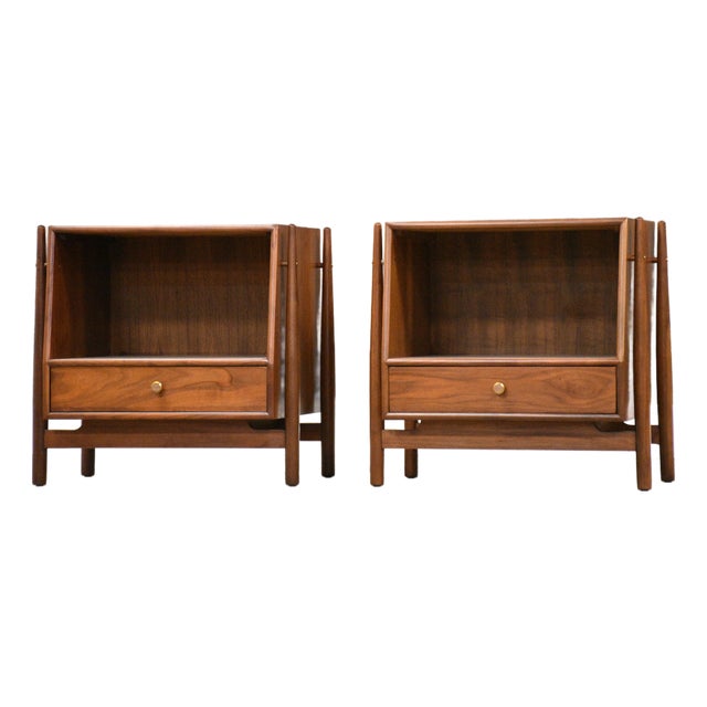 1960s Refinished Kipp Stewart Declaration Walnut Nightstands - A Pair For Sale