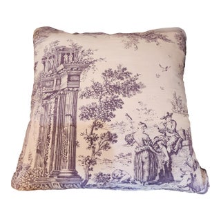 French Toile Euro Down Pillow. Gorgeous! For Sale