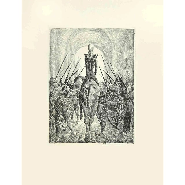 Wladyslaw Jahl, The Entrance of Don Quixote, Etching, 1951 For Sale