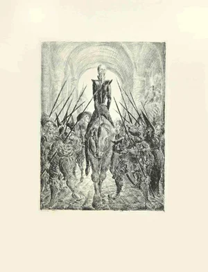 Wladyslaw Jahl, The Entrance of Don Quixote, Etching, 1951