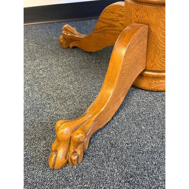 Early 20th Century Quarter Sawn Oak Claw Foot Dining Table For Sale - Image 4 of 10