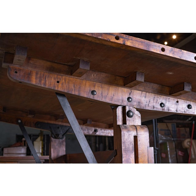1900s Industrial Wood and Cast Iron Drafting Table | Chairish