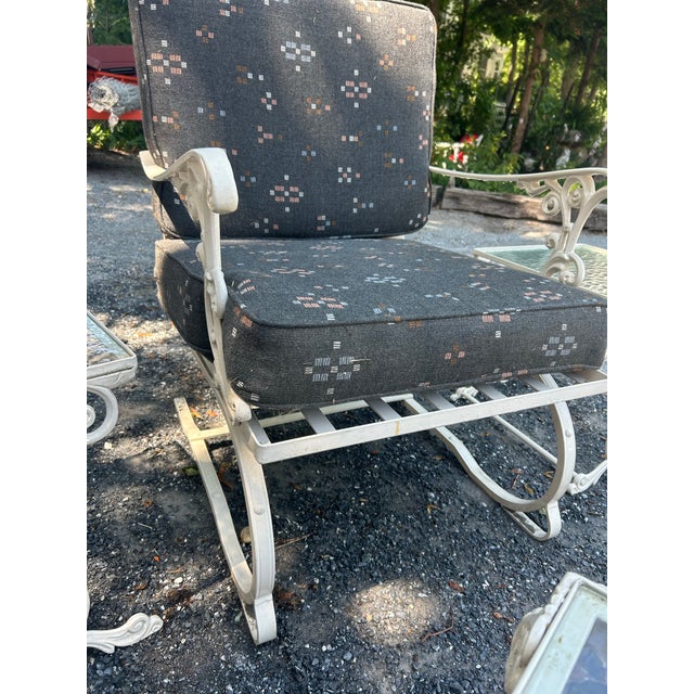 Metal Mid-Century Meadowcraft (Attributed To) 5 Piece Wrought Iron Patio Set With Nesting Tables - Ready for Immediate Use For Sale - Image 7 of 11