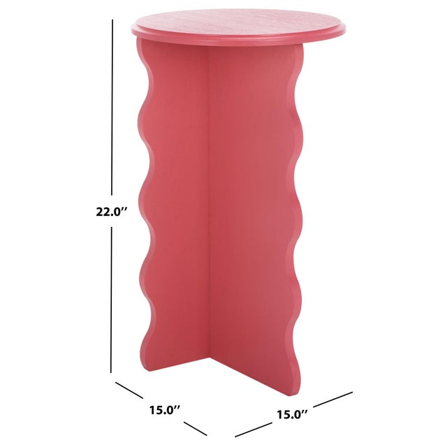 Modern Lilith Wavy Accent Table in Rose For Sale - Image 3 of 8