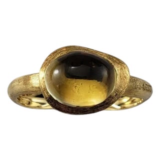 Early 21st Century Marco Bicego 18k Yellow Gold Cabochon Citrine Jaipur Frame Ring For Sale