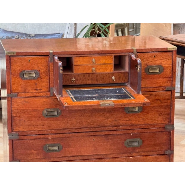 Two Part English Campaign Chest , 19th Century For Sale - Image 10 of 11