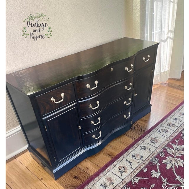 Vintage Black Mahogany Hepplewhite Buffet For Sale - Image 10 of 14