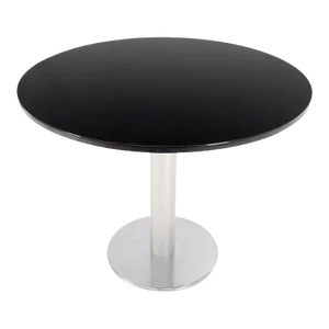 Black Granite Top Crome Pedestal Base Round Dining Table Mid Century Modern