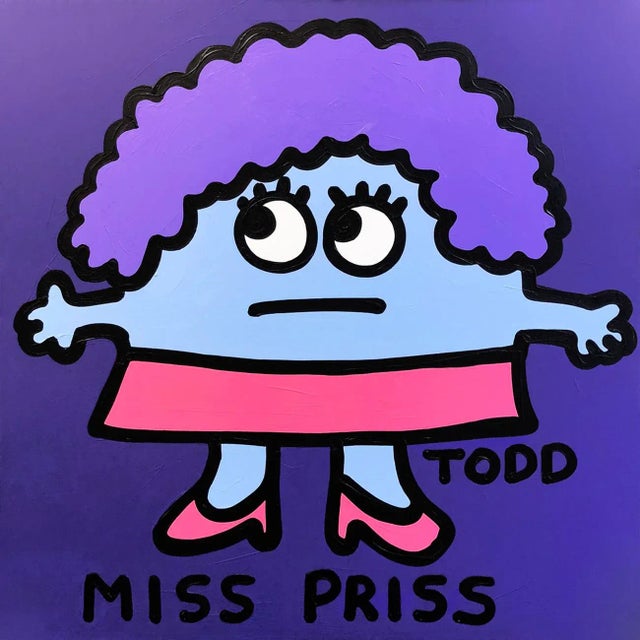 Todd Goldman Miss Priss, Large Original Painting on Canvas For Sale
