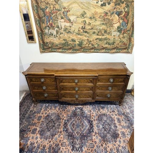 American Walnut Breakfront Triple Dresser or Chest of Drawers from Karges For Sale - Image 3 of 11