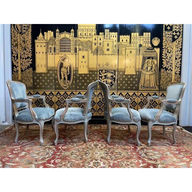 Louis XV Style Cabriolet Armchairs, Set of 4 For Sale - Image 3 of 6