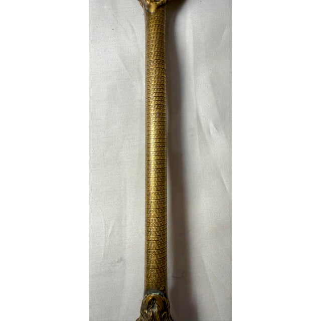 Large Antique 19th Century Gilt Bronze Petit Point Embroidery Vanity Hand Mirror For Sale - Image 10 of 14