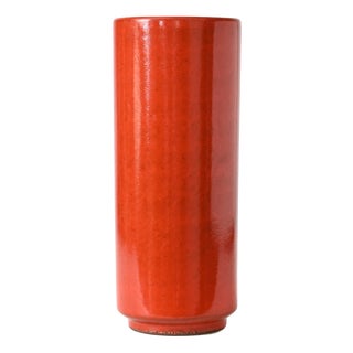 German Orange Ceramic Vase, 1970s For Sale