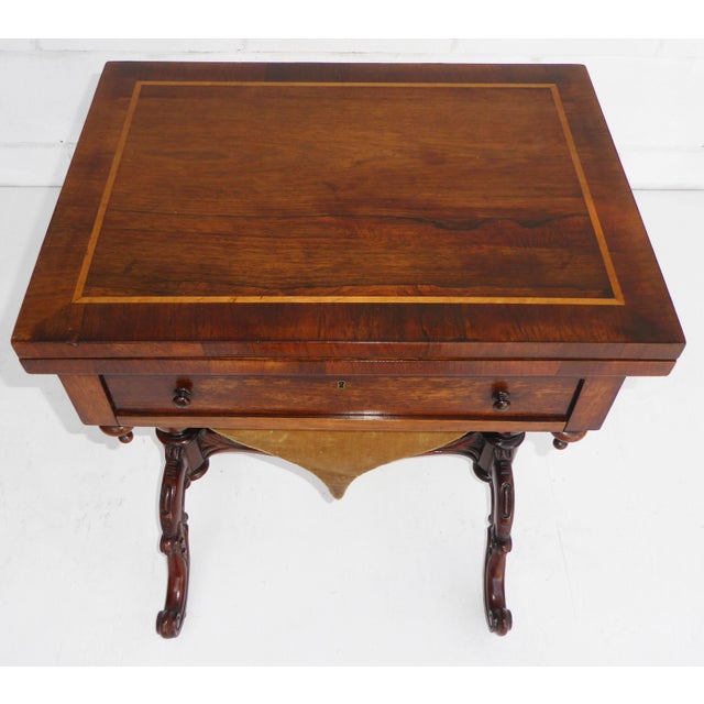 19th Century Victorian English Rosewood Games Table For Sale - Image 5 of 8