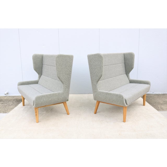 Dove Gray Contemporary Modern Naughtone for Herman Miller Hush High Wing-Back 2 Seat Sofa For Sale - Image 8 of 13