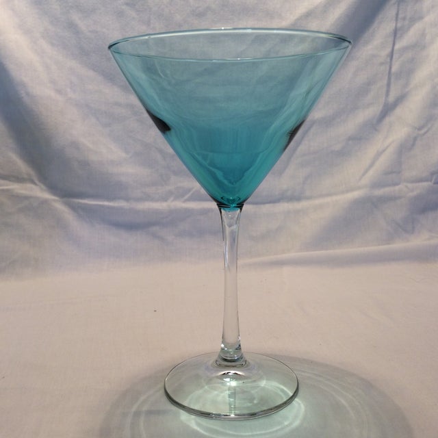 4 Vintage Aqua Blue Crystal Martini Glasses Chairish
