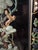 Wood Vintage Chinese Five-Panel Black Lacquer Hardstone Inlaid Crane Room Divider Screen For Sale - Image 7 of 12