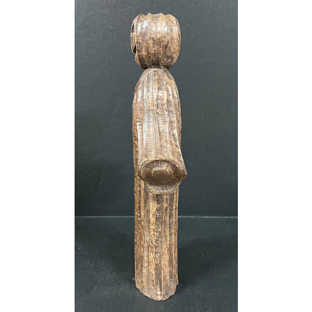 Folk Art Folk Art Carved Wooden Jack O Lantern Ghost Statue For Sale - Image 3 of 7