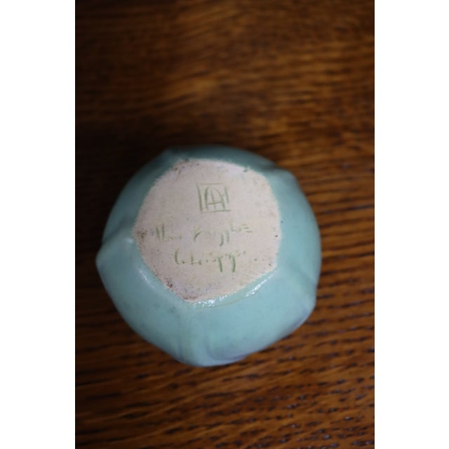 Ceramic Van Briggle Floral Vase, Blue Green Matte Glaze, Arts & Crafts For Sale - Image 7 of 8
