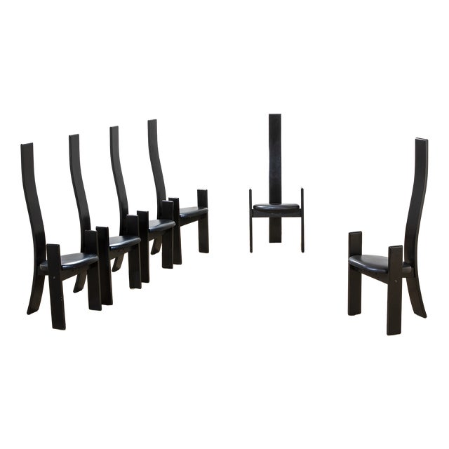 Vintage Golem Chairs by Vico Magistretti for Poggi, 1970s, Set of 6 For Sale