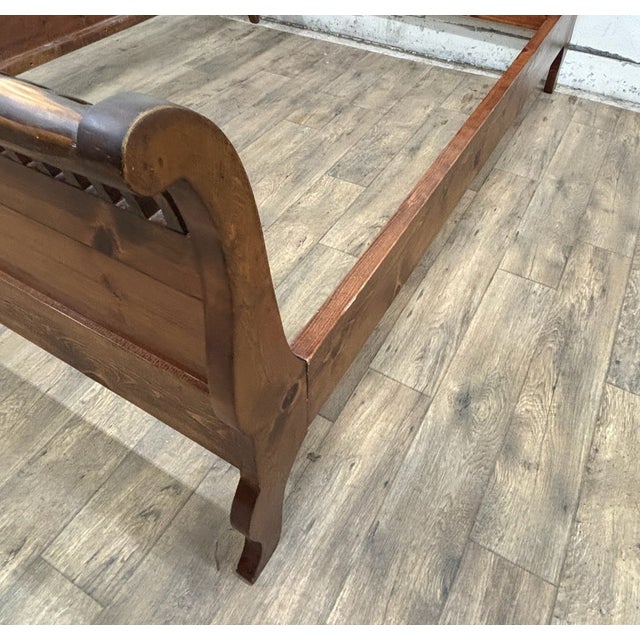 Vintage Queen Size Pine Sleigh Bed For Sale - Image 12 of 12