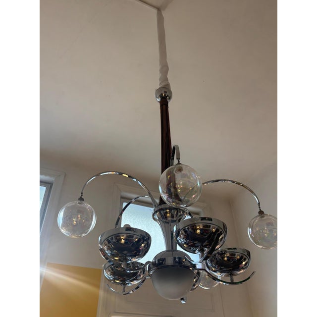 Art Deco Luster in Chrome Plating and Glass, 1930s For Sale - Image 4 of 8