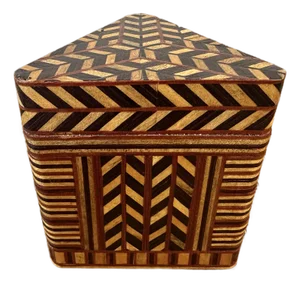 Vintage Triangular Wood Tabletop Box, Made in England