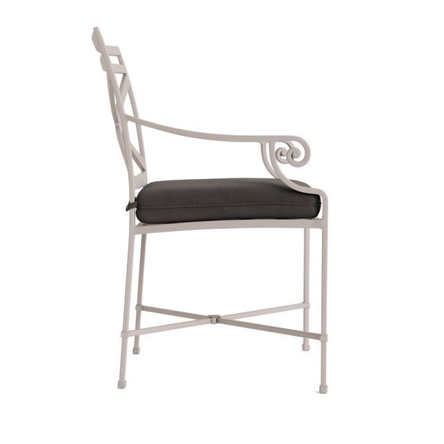 Contemporary Brown Jordan Venetian Arm Chair, Dove frame with Fusion Charcoal fabric For Sale - Image 3 of 11